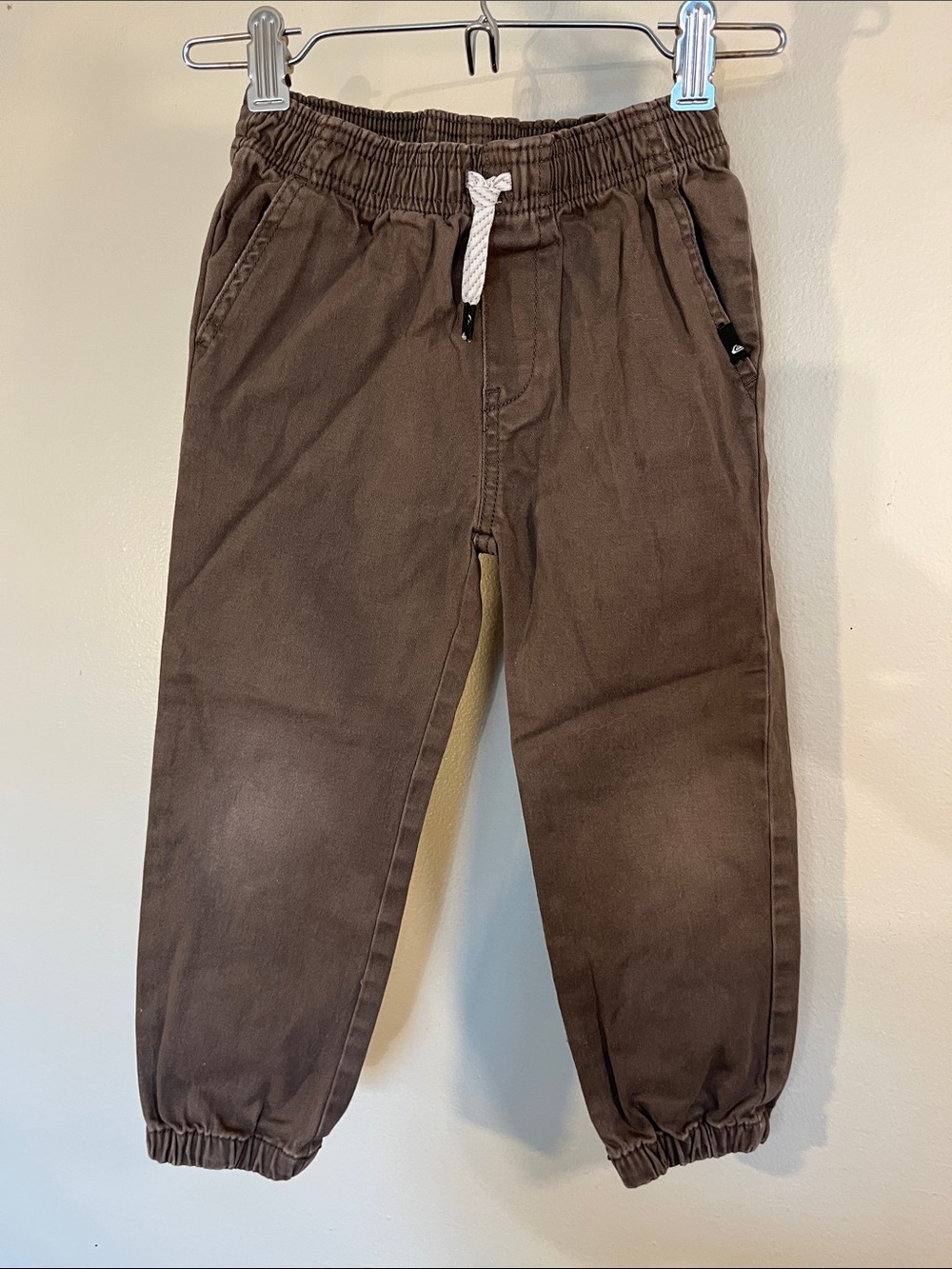 Quiksilver Brown Kids Elastic Waist Joggers with White Drawstring